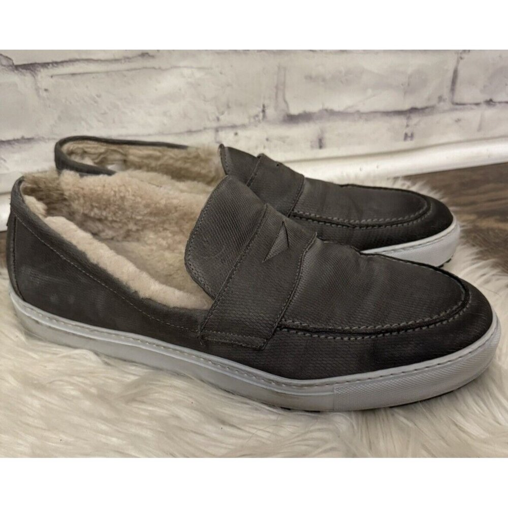 Ross & Snow Matteo Genuine Shearling Loafer Sneaker USA 13 Water Resistant‎ Gray